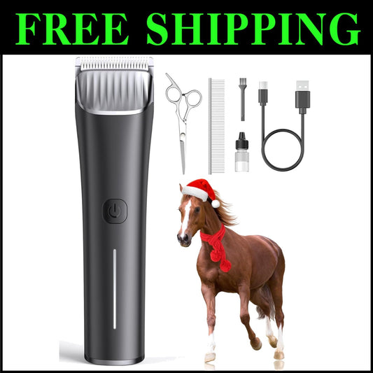 2 Speed Battery-Powered Horse Clippers for Matted Long Hair - Ultra Quiet