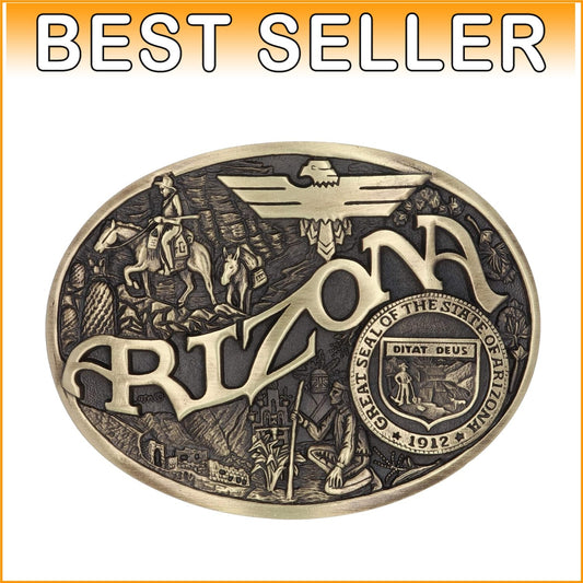 Arizona Heritage Oval Antiqued Patina Western Belt Buckle - Cast Brass Elegance
