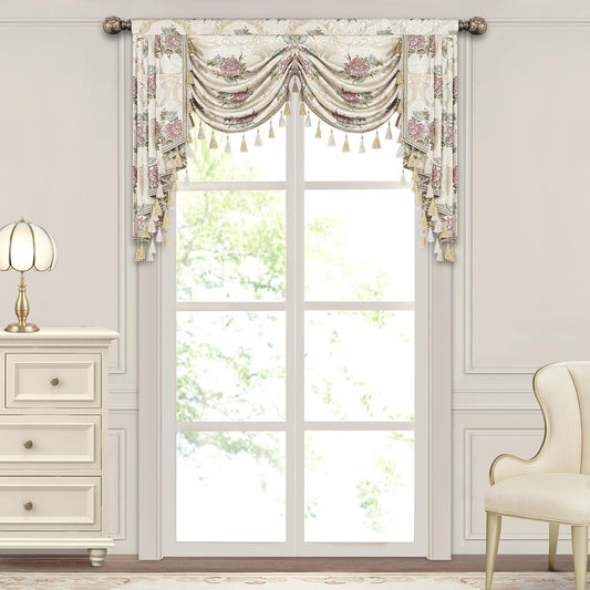 Classic Jacquard Swag Valance with Tassels - Perfect for Weddings & Holidays