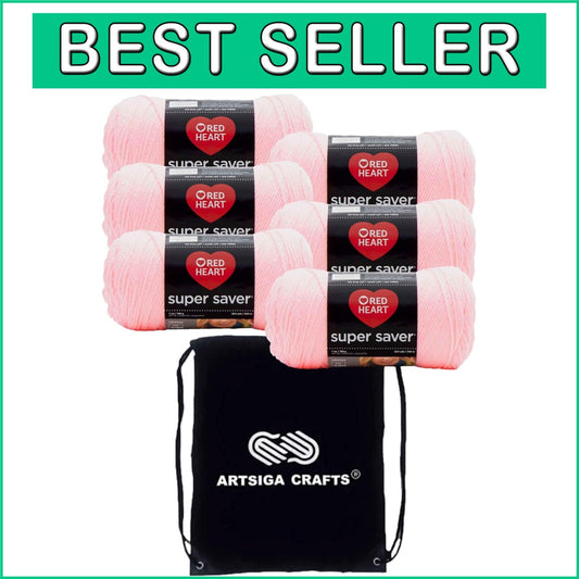 Machine Washable Petal Pink Yarn - 6 Skeins with Stylish Craft Project Bag