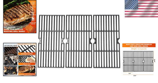 3-Pack Replacement Grill Grates: Easy Clean Porcelain for Charbroil Gas Grills