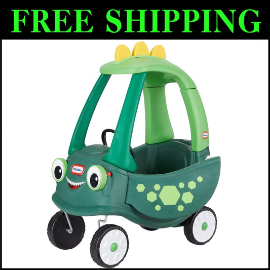 Dinosaur-Themed Cozy Coupe with Push Handle - Ideal for Indoor & Outdoor Fun