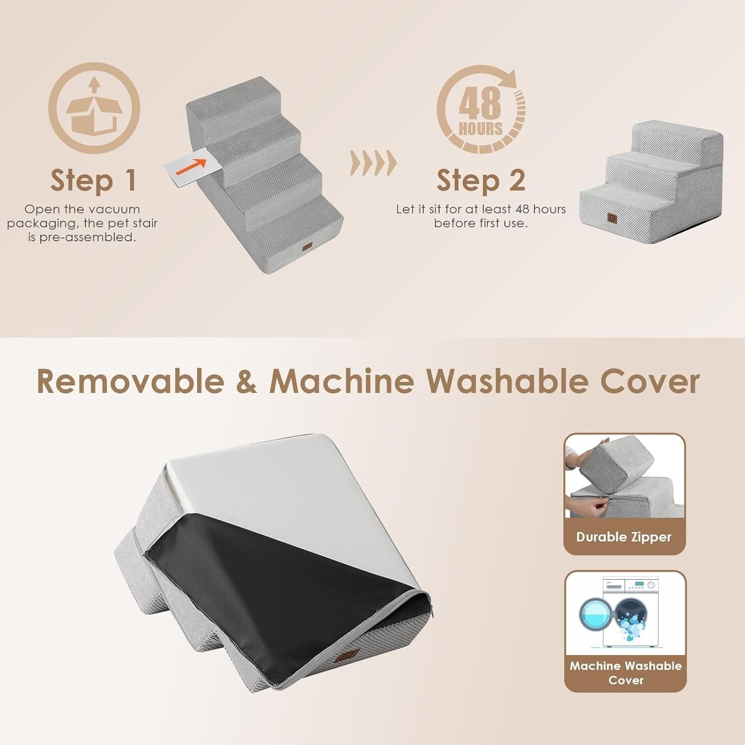 Portable Non-Slip Pet Steps for Small Dogs & Cats - Foldable Indoor Use