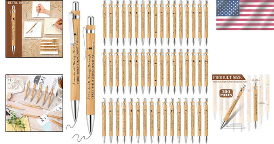 Engraved Bamboo Ballpoint Pens - 200 Inspirational Scripture Quotes for Gifting
