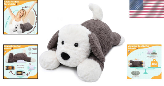 Large 24Inch Weighted Stuffed Dog Pillow - Soothing Companion for All Ages