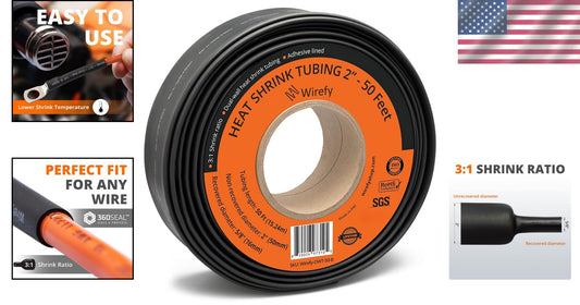 Black 2" Polyolefin Heat Shrink Tubing - 3:1 Ratio - Durable & Efficient