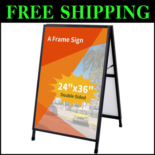 Heavy-Duty A-Frame Sidewalk Sign 24x36 Inches with Slide-in Poster Feature
