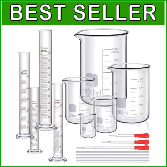 Multi-Size Borosilicate Glass Beaker & Measuring Cylinder Set for Experiments