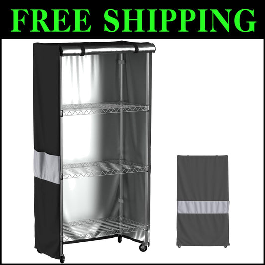 600D Heavy-Duty Waterproof Dustproof Rack Cover with Zipper - 48"W x 24"D x 72"H