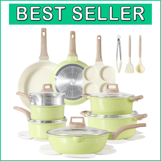 Ceramic Non-Stick Cookware Set – 21-Piece Kitchen Essential for Healthy Cooking