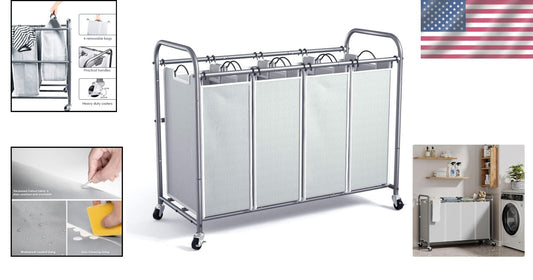 Durable Wheeled Laundry Basket Organizer for Sorting Clothes - 172L Capacity