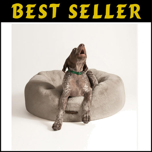 Medium Orthopedic Dog Bed - Extra Soft Faux Fur - Machine Washable Taupe Ducky