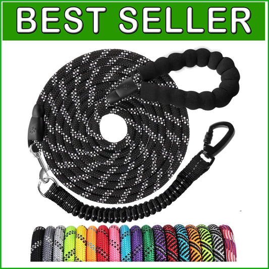 Reflective Long Dog Leash 100 FT - Bungee Safety & Comfort Padded Handle
