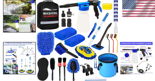 37-Piece Car Detailing Kit with Foam Gun and Long Handle Brush - Complete Care