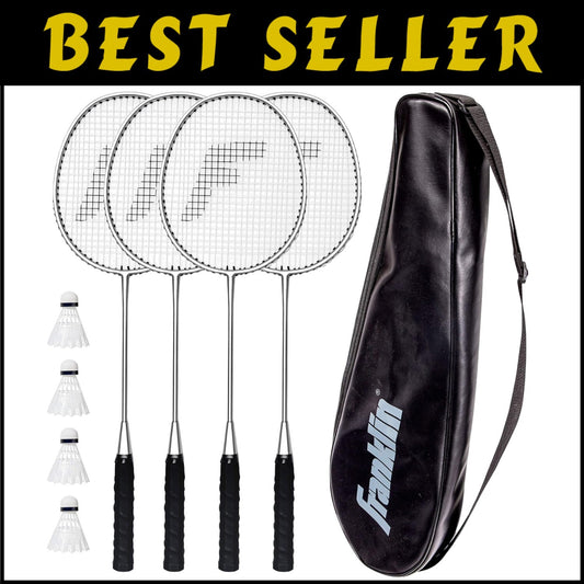 Complete 4-Player Badminton Racket Set with Deluxe Carry Bag & Shuttlecocks