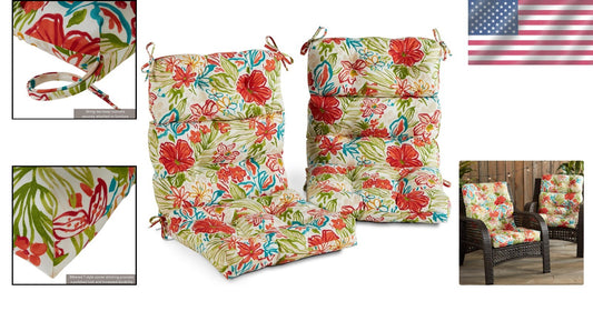Garden Floral High Back Chair Cushion Set, 2 Pieces - Fade & Stain Resistant