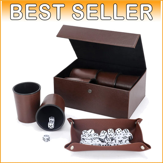 Ultimate Leather Dice Cup & Dice Collection: Elegant Case for Travel & Storage