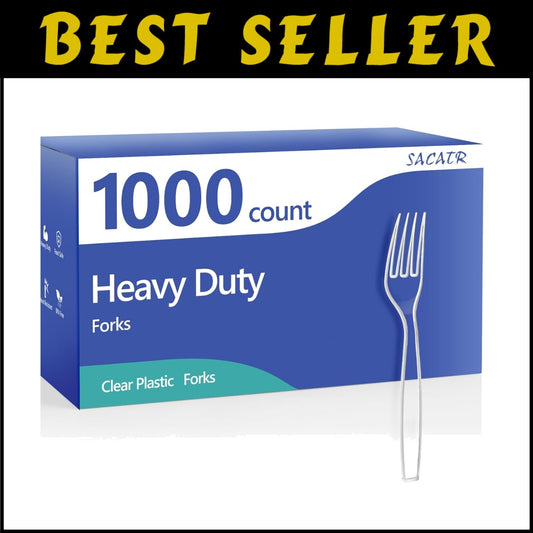 Premium 1000 Pack Clear Plastic Forks - Sturdy, Dishwasher Safe for All Events