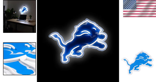Dynamic NFL Neon Sign for Detroit Lions Fans - Adjustable Brightness & Style