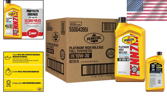 High Mileage Full Synthetic 10W-30 Motor Oil 6 Pack - Maximize Engine Protection