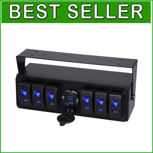 Versatile Rocker Switch Box with Quick Charge USB and LED Voltmeter for Vehicles