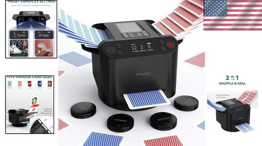 Quiet 2-in-1 Card Shuffler & Dealer with Remotes - Rechargeable for Endless Fun
