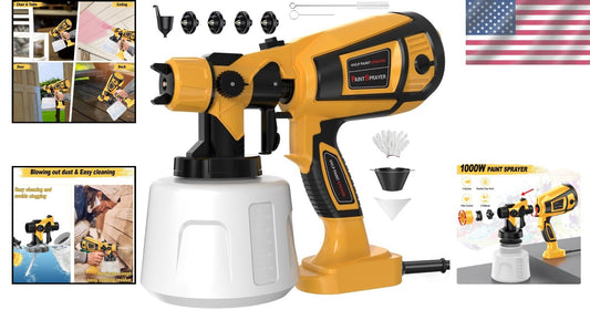 1000W High Power Electric Spray Gun - Easy Clean Paint Sprayer and Accessories