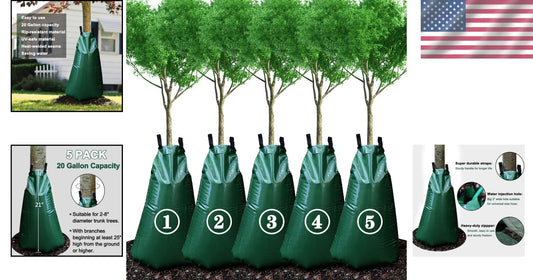 Efficient 20 Gallon PVC Tree Watering Bags - Reusable Drip Irrigation Set of 5