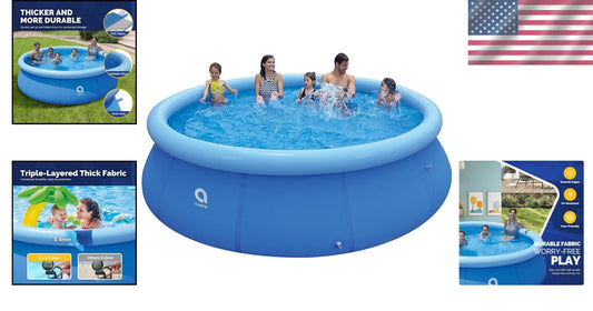 Durable 12ft Inflatable Swimming Pool with Easy Setup and Repair Patch Included