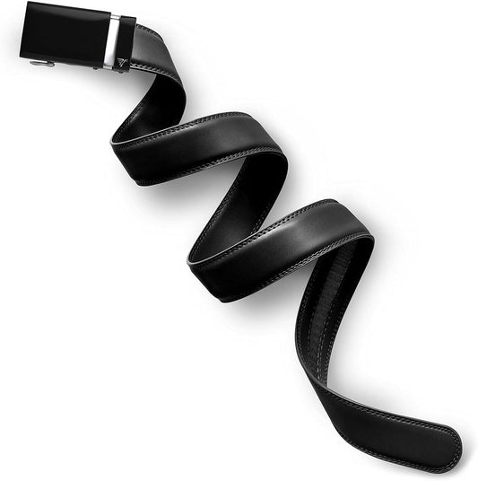Adjustable Men's Leather Ratchet Belt - Stylish 35mm Buckle for All Occasions