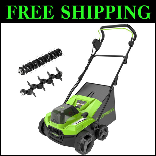 Multi-Function Lawn Dethatcher with 14-Inch Cutting Width & 5 Depth Settings