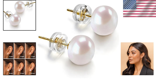 Sustainable 14K Gold Pearl Studs - Handpicked 6.5mm Earrings for All Occasions
