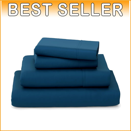 4-Piece Cooling Bamboo Bedding Set - Royal Blue Queen Sheets with Deep Pockets