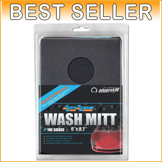 AUTOSCRUB 6" x 8.7" Fine Grade Microfiber Wash Mitt for Effortless Car Detailing