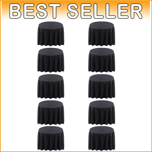 Elegant 120-Inch Black Round Tablecloth 10 Pack - Stain Resistant & Durable