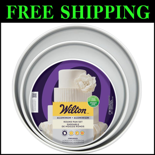 Non-Stick Aluminum Cake Pans - 4 Piece Round Baking Set for Easy Layering