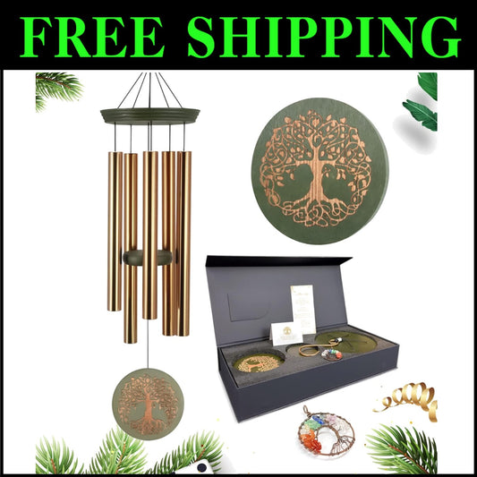 Gold Finish Memorial Wind Chimes - Beautiful Garden Decor Gift for Loved Ones