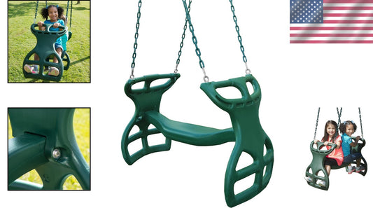 Heavy Duty Dual Glider Swing for Kids with Coated Chains - Green, 150 lbs