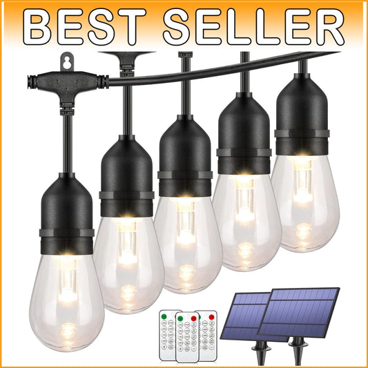 48FT Waterproof Solar String Lights - Shatterproof LED Bulbs for All Occasions