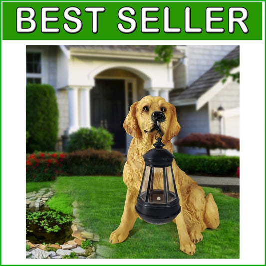 Weatherproof Golden Retriever Outdoor Decoration with Solar Lighting for Gardens
