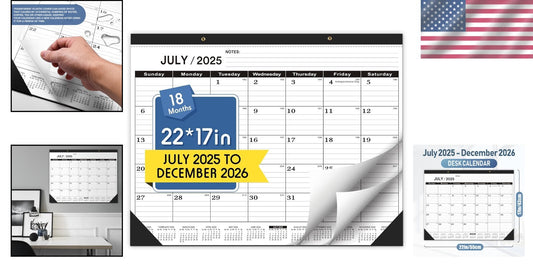 Extra Large 22x7 Classroom & Office Calendar 2025-2026 - Notes and Holidays