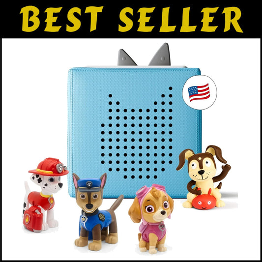 Interactive Light Blue Toniebox with Charging Station and Favorite Characters