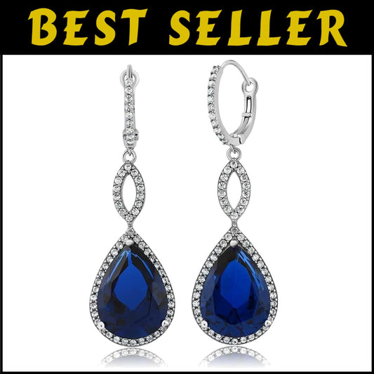 Elegant 925 Sterling Silver Long Dangle Teardrop Earrings for Weddings - 20 Cttw