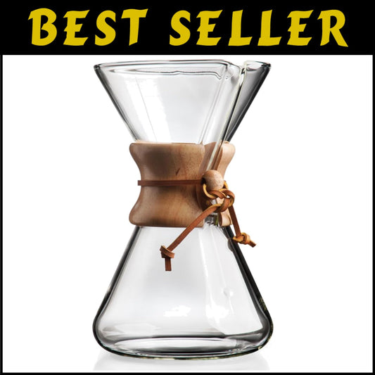Elegant 8-Cup Hand-Blown Pour-Over Glass Coffee Maker - Artisan Design
