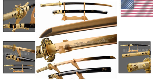 Elegant Gold Dragon Katana - 70cm Blade, Perfect for Martial Arts and Collecting