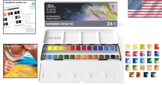 Archival Quality 24 Half Pan Watercolor Set - Perfect for Indoor and Outdoor Use
