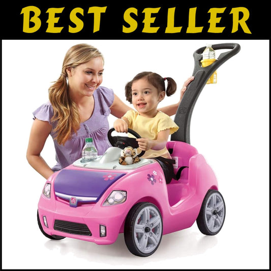 Whisper Ride II Toddler Push Car with Cup Holders - Safe & Fun Outdoor Adventure