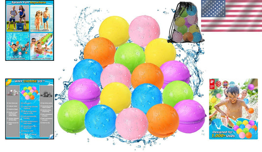 18-Pack Reusable Water Balloons with Easy Fill Technology - Summer Fun for Kids