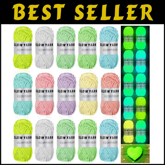 Vibrant 15 Roll Glow Yarn Set - Illuminate Your Crocheting & Crafting Projects