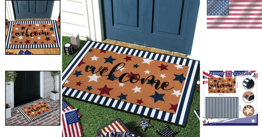2 Pcs Patriotic 4th of July Non-Slip Welcome Doormat Set for Stylish Entrances